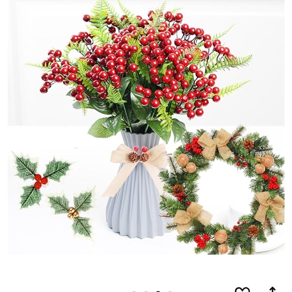 Red Decorative Artificial Holly Berries NWT - Picture 3 of 5